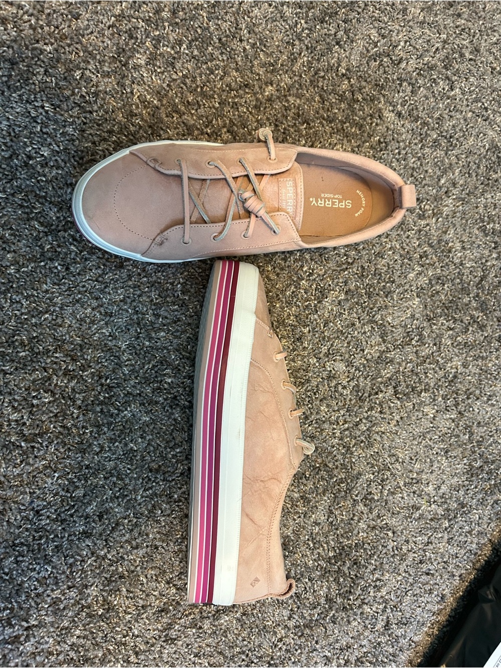 Sperry Women's Pink Suede-Look Platform Lace-Up Sneaker